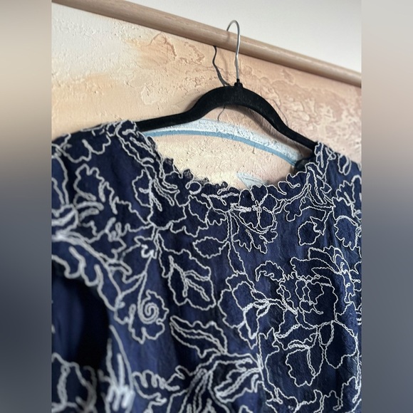 Tadashi Shoji Fit & Flare Cocktail “SOKOTO” DRESS outlined embroidered Peonies - Picture 7 of 13